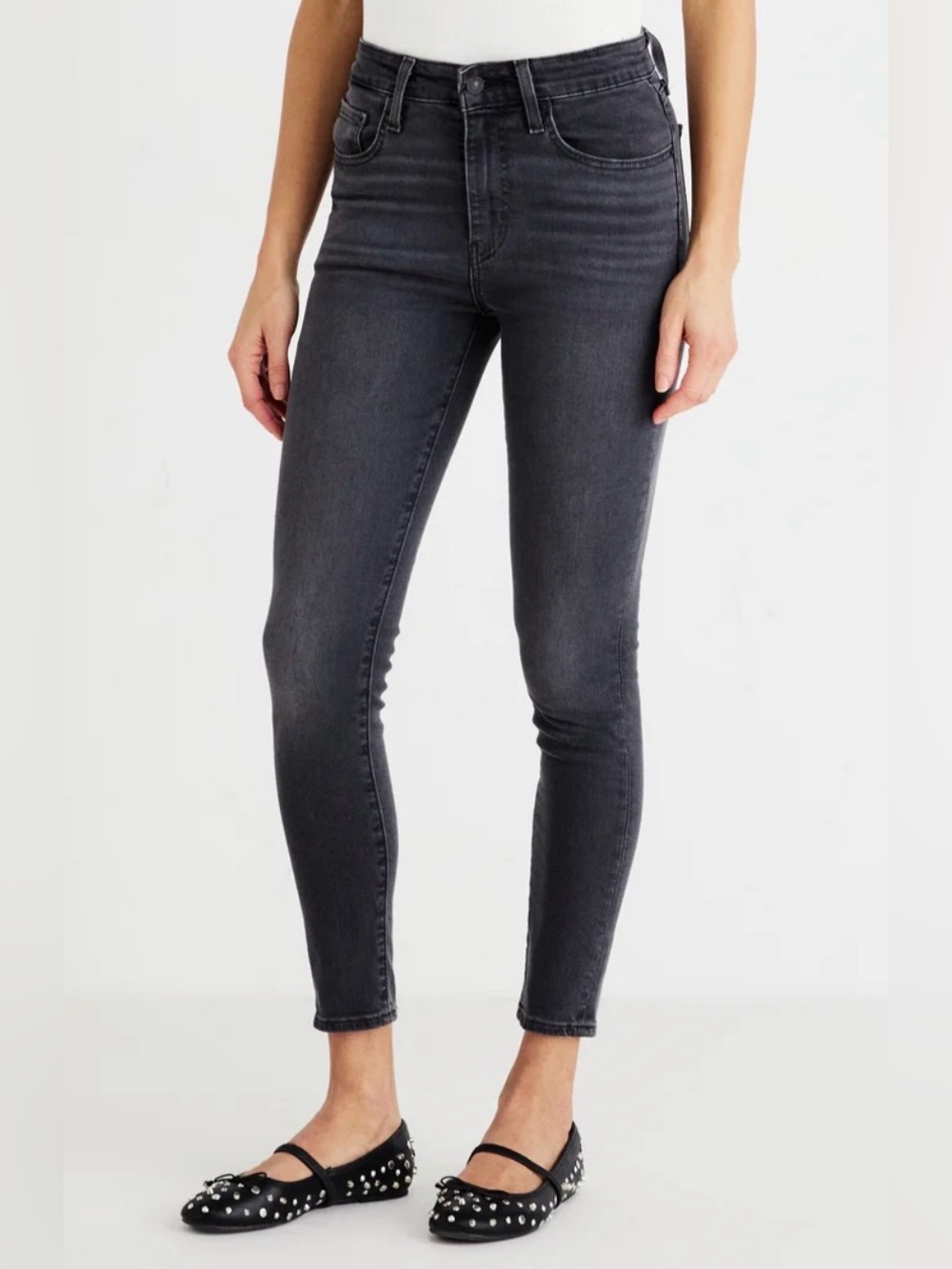 Levi’s 721 High-Rise Skinny Jeans in Distressed Gray